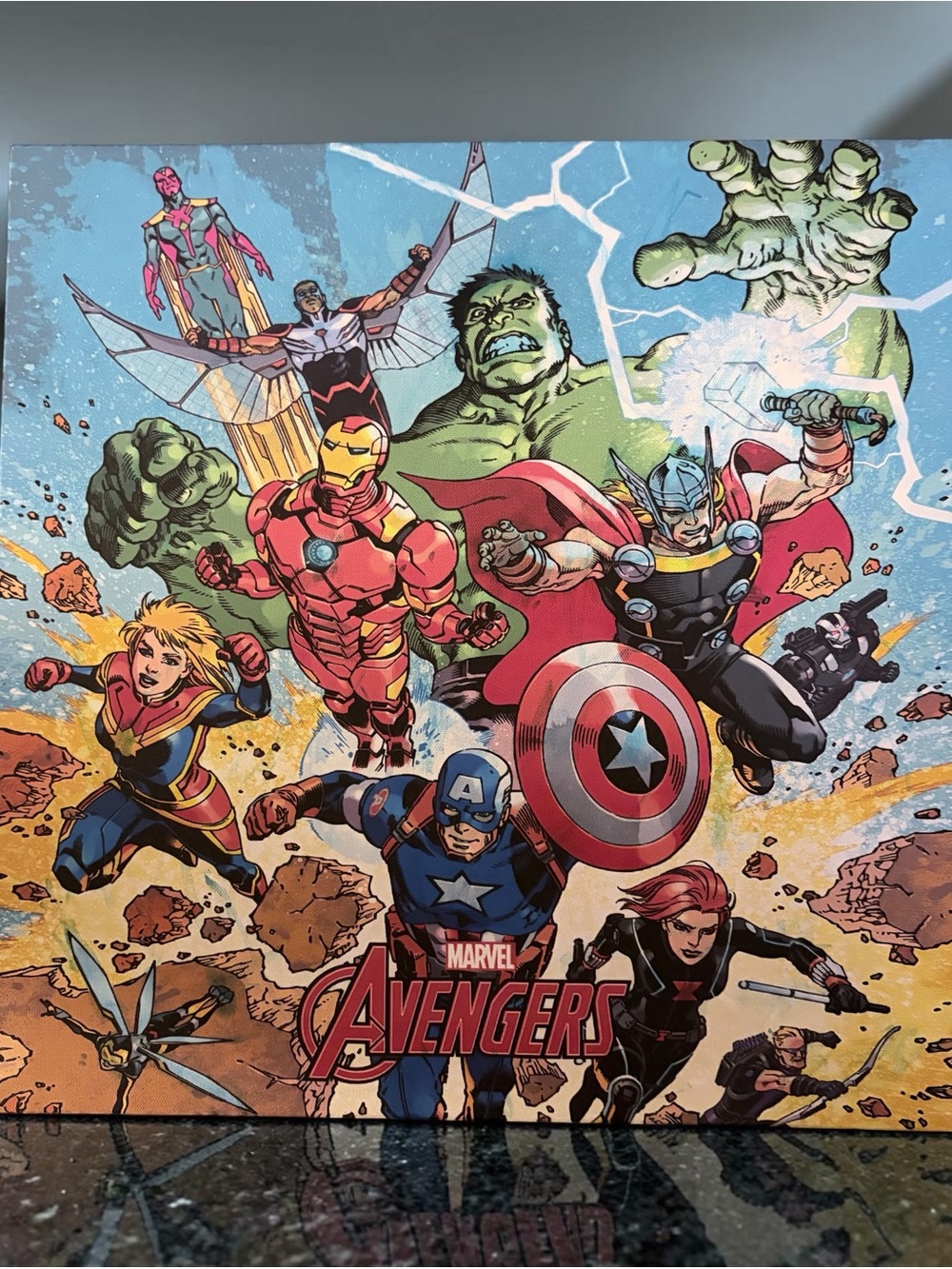 Marvel Avengers Heroes Artwork - Red, Blue, Green, Gold